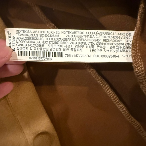 Zara Camel Faux Suede Button-Front Mini Dress Short Sleeve Shirt Dress Women’s M - Picture 8 of 8